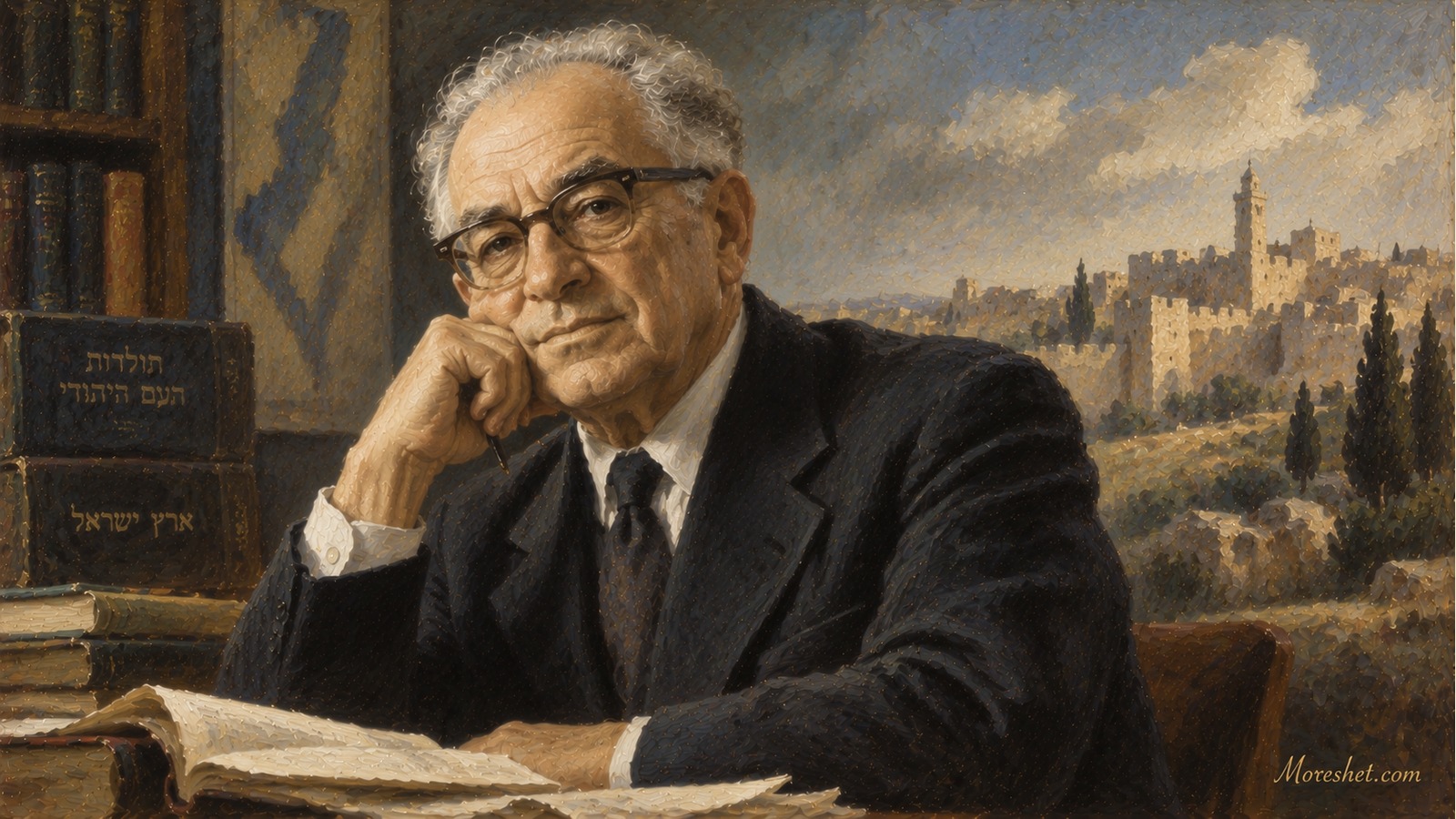 Benzion Dinur — AI-generated artistic portrait