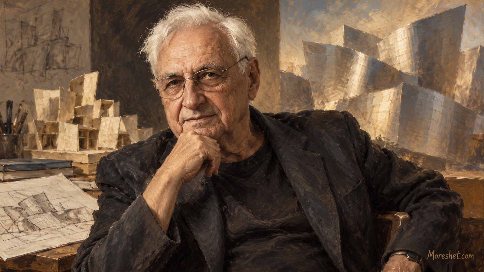 Frank Garry — AI-generated artistic portrait