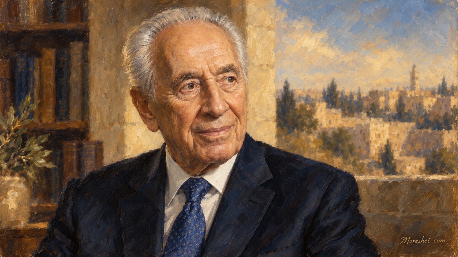 שמעון פרס — דיוקן אמנותי שנוצר באמצעות בינה מלאכותית