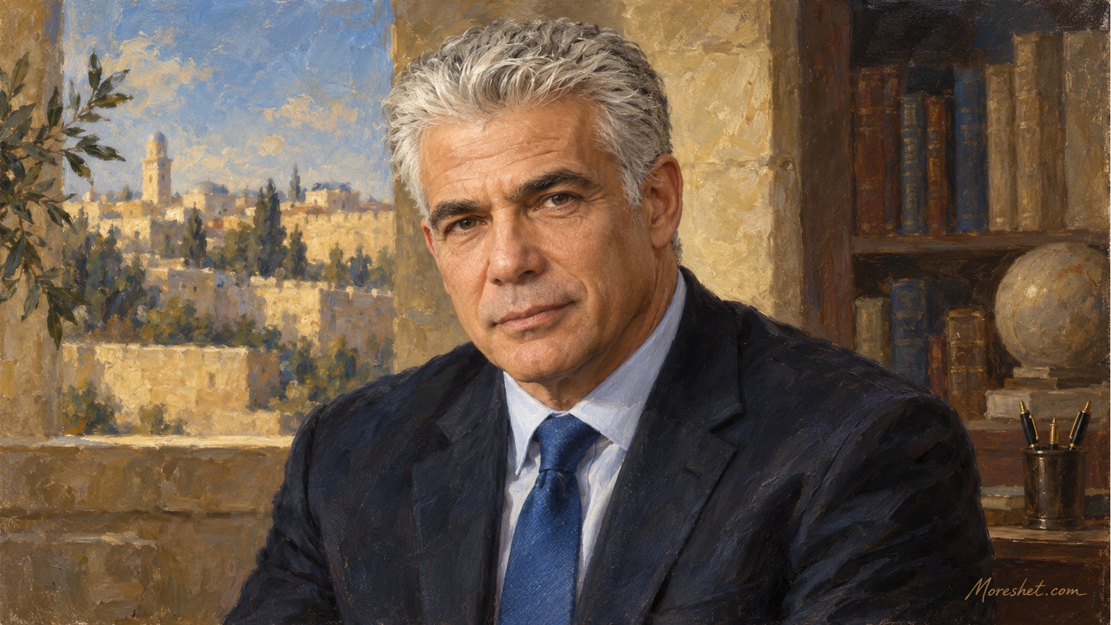 יאיר לפיד — דיוקן אמנותי שנוצר באמצעות בינה מלאכותית